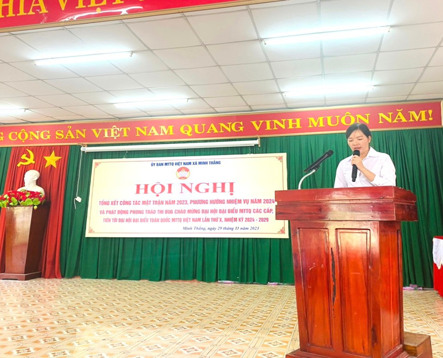 Ủy ban MTTQ Việt Nam xã Minh Thắng tổ chức hội nghị tổng kết công tác mặt trận năm 2023